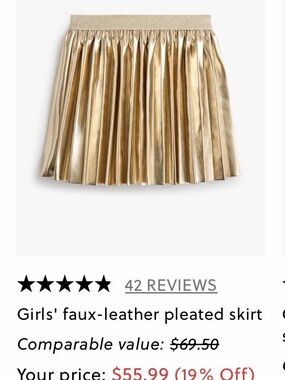 J. Crew Factory Girls' Metallic Pleated Skirt - Gold